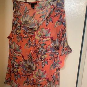 Lane Bryant top size 18-20 gorgeous Tie Sheer flowered beautiful vibrant